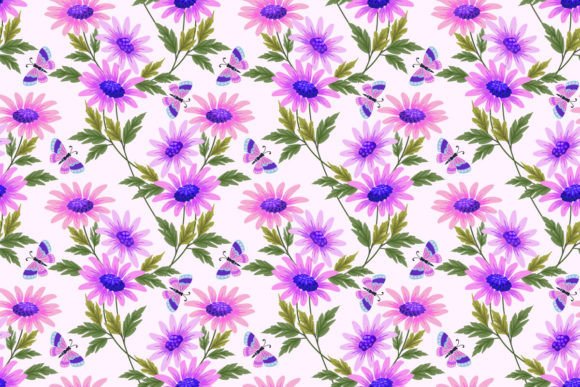 Download Pink Flowers with Green Leaf Pattern. - Leaf pattern Collection