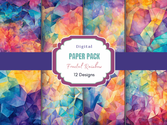 Download Fractal Rainbow Pattern Digital Paper - Rainbow pattern Collection