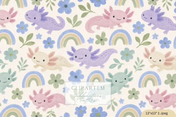 Download Pastel Axolotl Rainbow Pattern Unisex - Rainbow pattern Collection