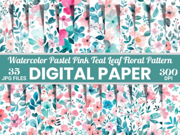 Download Floral Pastel Pink Teal Leaf Pattern - Leaf pattern Collection