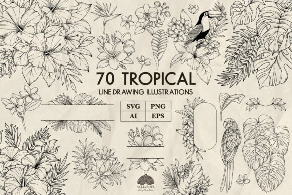 Download Tropical Plants and Flowers Svg - Premium Bundle