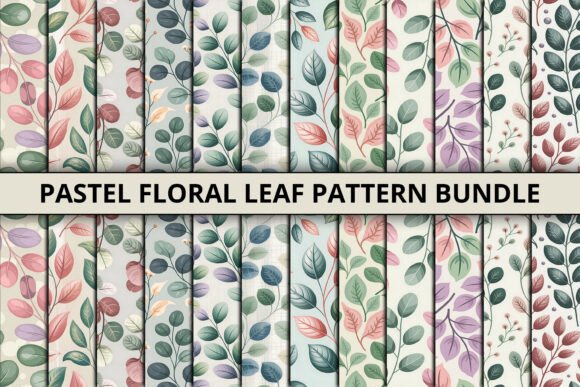 Download Pastel Floral Leaf Pattern Bundle - Leaf pattern Collection