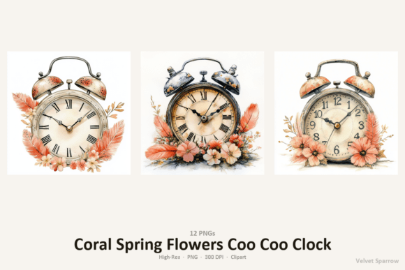 Download Coral Spring Flowers Coo Coo Clock - Spring flowers Collection