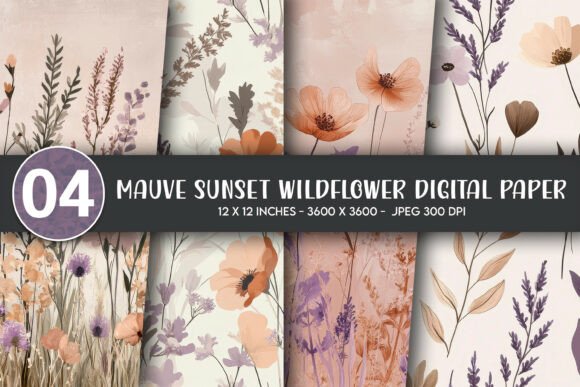 Download Mauve Sunset Wildflower Digital Paper - Sunset Collection