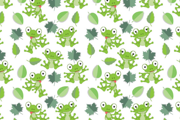Download Cute Frog Cartoon and Leaf Pattern - Leaf pattern Collection