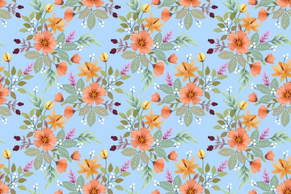 Download Orange Flowers with Green Leaf Pattern. - Leaf pattern Collection